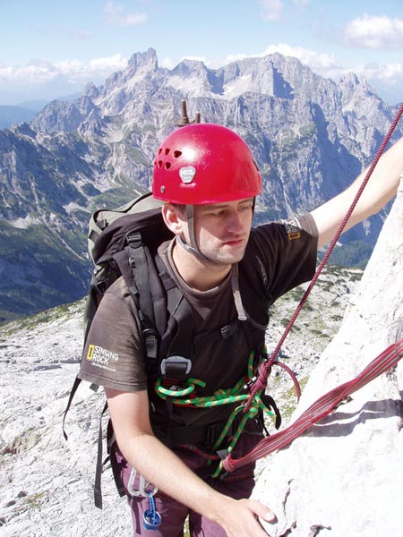 Lezení na Dachsteinu - Schreiberwandeck - Hollanderkante 4  - já při výstupu